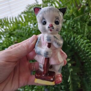Vintage Mid-Century Anthropomorphic Ceramic Cat Figurine